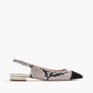 J.Crew sling back flats in snakeskin